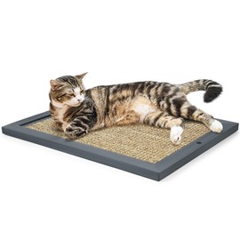Cat Scratching Post - BXL, Natural Wooden Sisal Cat Wall Scratcher, Floor or Wall Mounted Vertical Cat Scratch Pad for Indoor Cats Adults or Kittens, Cat Wall Furniture Protector - Grey