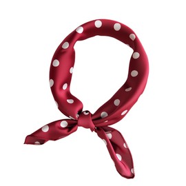 Nzexlyva Chiffon Scarf Square Red Polka Dot Bandana Head Scarf, Vintage Style Large Polka Dots Bandana, Accessories Classic Hair Scarf for Wedding Valentine for Women and Girls