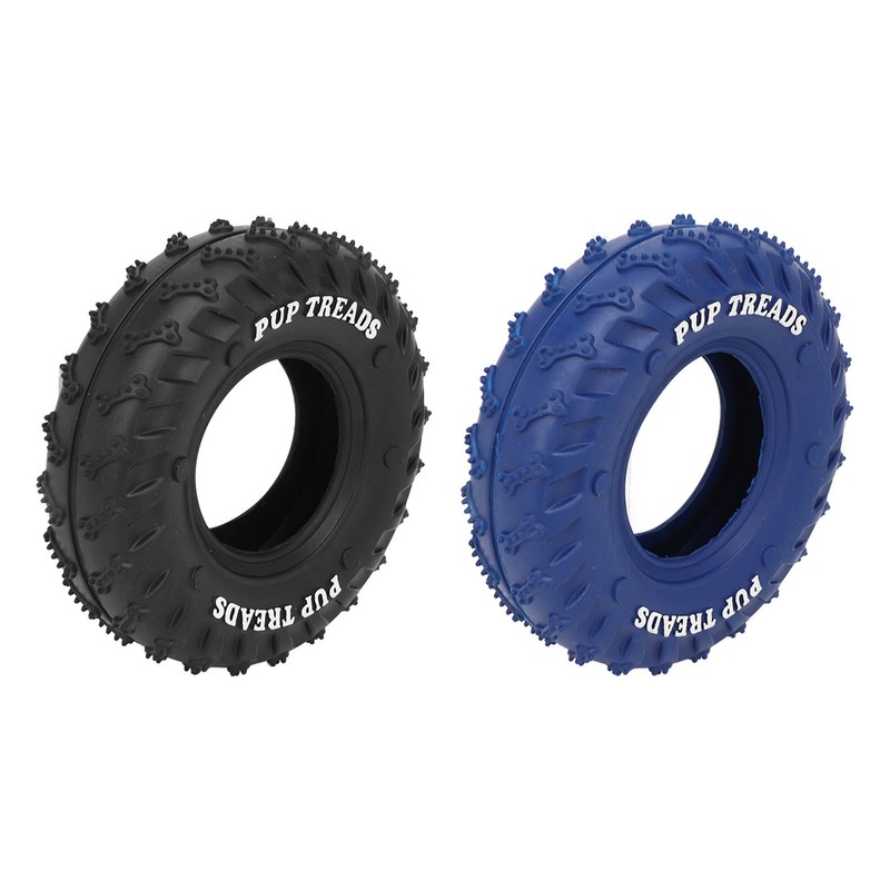 2Pcs Blue Black Rubber Tire Dog Chew Toy Safe Tire
