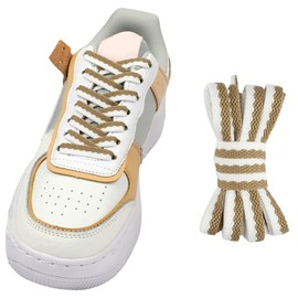 Double stitching color shoe laces shoe laces for sneakers white shoe laces brown shoe laces Individually packaged shoelaces for sneakers suitable for 99% of shoe types(White/brown)（160cm）, White,