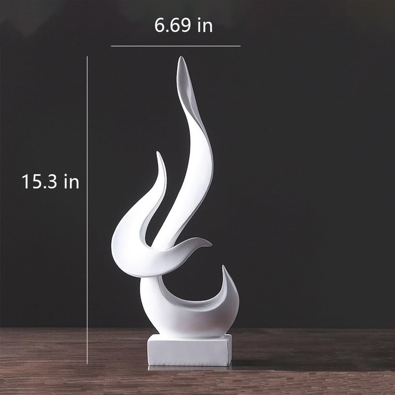 Abstract Flame-Shaped Resin Sculpture, Gold and Silver, Modern Decorative Figurine