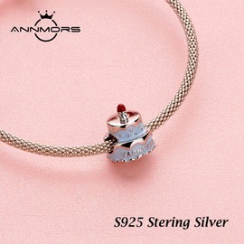 Annmors 925 Sterling Silver Bead Charms for European Bracelets and Necklaces, Love Skull Snowflake Beads with 5A Cubic Zirconia, Christmas, Valentine's Day, Mother's Day, Gift Tag for Women and Girls,
