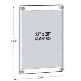 Azar Displays 105531-BLK Acrylic Floating Double Panel Wall Frame ,22" x 28" Graphic Size, Overall Frame Size: 24" x 31", Black