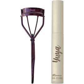 YUYA Luz Cálida - Set Enchinador de Pestañas Borgoña + Máscara 10 Aceites Naturales 10 g Pestañas Largas, Curvatura Natural, Volumen y Definición Cepillo de Silicón, Rizado Uniforme, Larga Duración y Acabado Profesional
