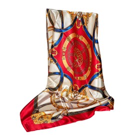 GLORIS Silk Scarf Women's Elegant 90 x 90 cm Silk Scarf Hair Silk Scarf Women's Silk Elegant Satin Scarf Neckerchief Silk Women's Bandana Scarf Headscarves Women's Neck Scarf, red