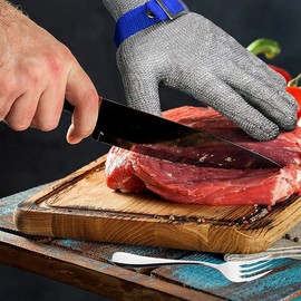 Guantes de protección de seguridad,Guantes resistentes a cortes de calidad alimentaria,Guantes de trabajo de malla de acero inoxidable,Guantes de trabajo resistentes a cortes clase 5 (1 Pieza)
