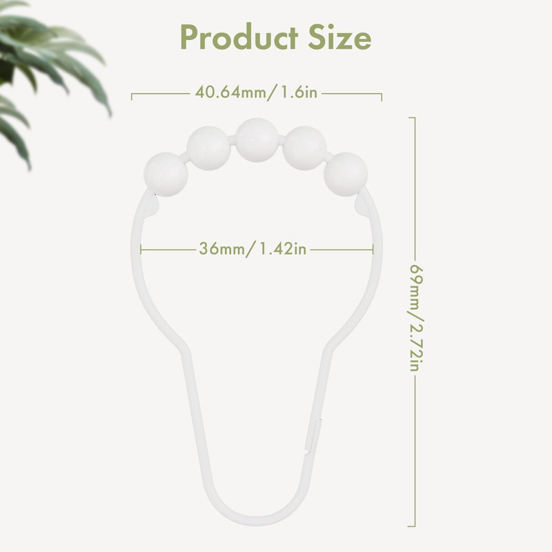 Amazer Shower Curtain Hooks, Decorative Shower Curtain Hooks Rust-Resistant Stainless