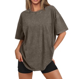 Trendy Queen Oversized Vintage T Shirts for Women Graphic Summer Top 2025 Y2k Short Sleeve Basic Cute Grunge Clothes Coffee M