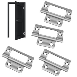 Flush Hinges – 2 Pairs (4 Units) 50mm Stainless Steel Flush Hinges, Heavy Duty, Rust-Resistant, Concealed Door Hinges for Cabinets, Doors, Furniture, and More