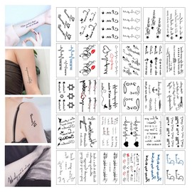 Doyime Tattoo Stickers, 30 Pieces, Tattoo Stickers, Women's, Men, Stickers, Waterproof, Long Lasting, Stylish, Cute, Easy to Stick on Shoulders, Arms, Legs, Body, Chest, Back, Unisex
