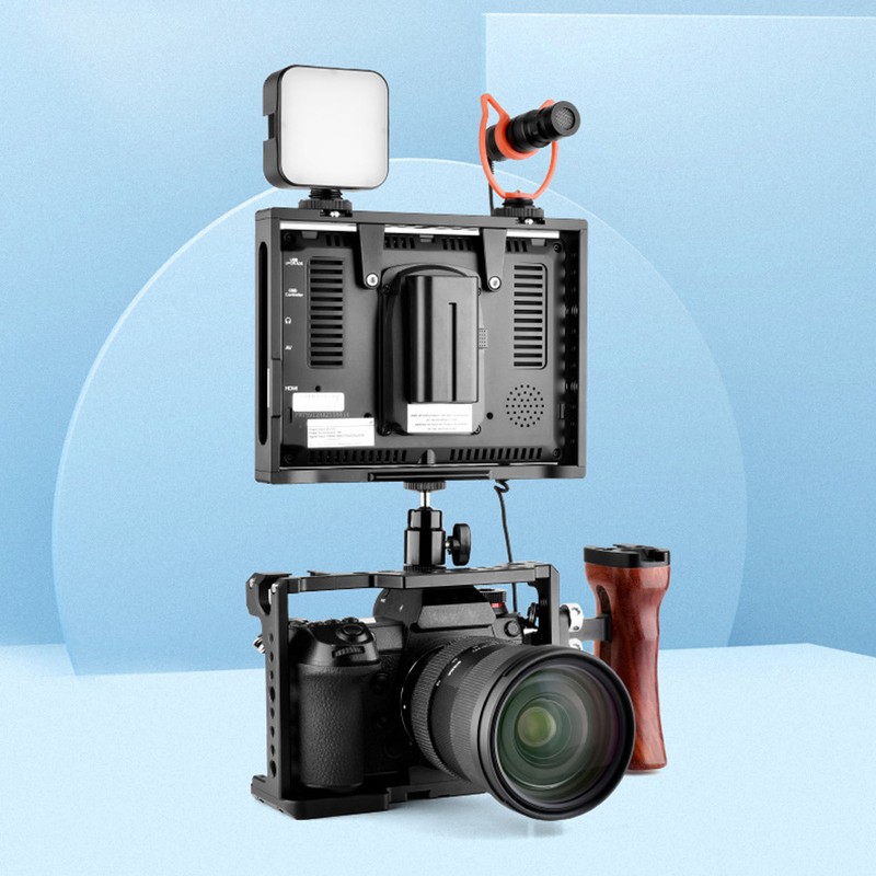 Monitor Cage Aluminum Alloy Multi 1/4 3/8 Holes Professional Camera