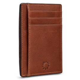 Yoshi Mens Wallet (Brown), Slim RFID Blocking Minimalist Credit Card Holder with ID Window, Holds Credit Cards and Bank Notes, Womens Card Holder