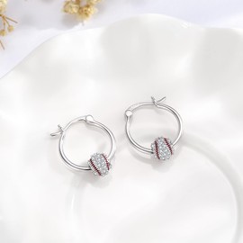 Baseball Earrings 925 Sterling Silver Baseball Hoop Earrings Sports Jewelry Baseball Gifts for Women