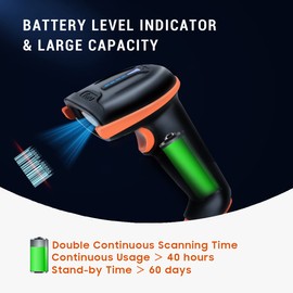 Tera D5100 Barcode Scanner 1D 2D QR Wireless 2.4GHz + Wired USB 2.0 Wired Handheld Scanner Bar Code Reader with Stand Holder 5 Mil Resolution 100 m Range