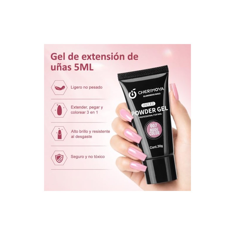 CHERIMOYA Poly Gel Constructor de Uñas 30g,Gel Fortalecedor para Extensión