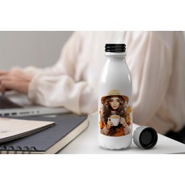 MAXIKIWI Einwandige Wasserflasche mit Schraubverschluss, nicht isoliert, leichtes Aluminium, BPA-frei, auslaufsicher, Herbstkaffee, 500 ml