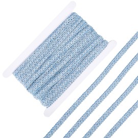 CABODYALS 10M 13mm Blue Fringe Braid Gimp Trim Upholstery Woven Trimming Polyester Floral Lace Fabric Decorative Ribbon Roll for Sewing Making Clothes Dresses Decor Curtain Home Accessories Diy Crafts