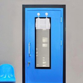 NICETOWN Sidelight Door Curtains for Small Windows, Room Darkening Sides Shades Heavy Duty Faxu Linen Door Blinds Privacy for Classroom Window, 1 Panel, Greyish White, W10 x L35