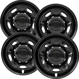 OxGord 17 inch Wheel Skins for 2010-2021 Ford Superduty 250/350 (Set of 4) Impostor Wheel Covers for 17 inch Gloss Black ABS Wheels- Auto Tire Replacement Exterior Cap Cover