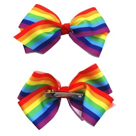 3 Pcs Rainbow Hair Clips Hair Bow for Women Girls Rainbows Hairs Accessories Pride Day Hair Accessories,Ribbon Hair Clip,Clips and Barrettes (4Inch Rainbow)