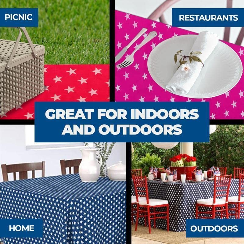 Table Cloth PVC Star Print Waterproof Reusable 108 x 180cm