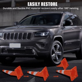 Towallmark 12 Pack Traffic Safety Cones 28 inch, PVC Orange Cones with Reflective Collars, Parking Training Construction Road Caution Plastic Cones for Parking Lot, Traffic Control, Driving Training