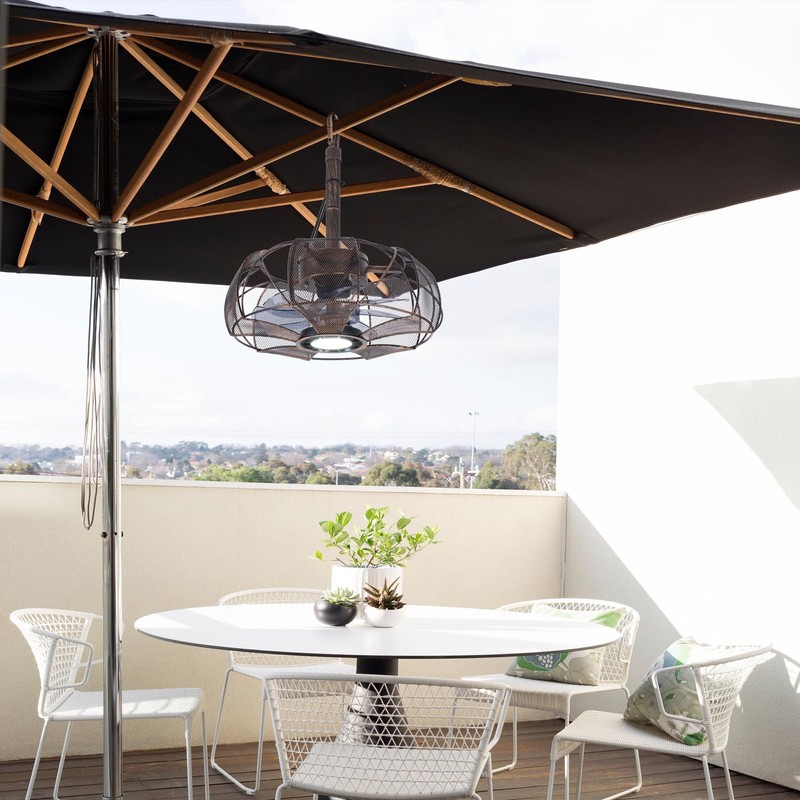Kuailkag 15" Plug In Ceiling Fan for Outdoor, Portable LED