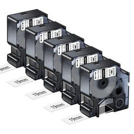 KCMYTONER Compatible for DYMO 18489 Flexible Nylon Label Tapes Black on White 3/4" x 11.5' (19mm x 3.5m) Work with Rhino 4200 5000 5200 6000 Industrial Label Makers, (5-Pack)