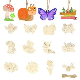 24 Pcs DIY Wooden Craft Shapes Set, Suitable for Party Crafting Activities