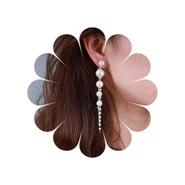 Allereya Vintage Crystal Pearl Dangle Earrings Rhinestone Long Tassel Pearl Earrings Long Pearl Drop Studs Earrings Cz Wedding Pearl Chain Earrings Jewelry for Women and Girls