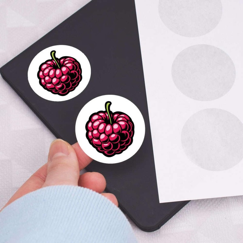 24 x 40mm Round 'Ripe Raspberry' Stickers (SK00067452)
