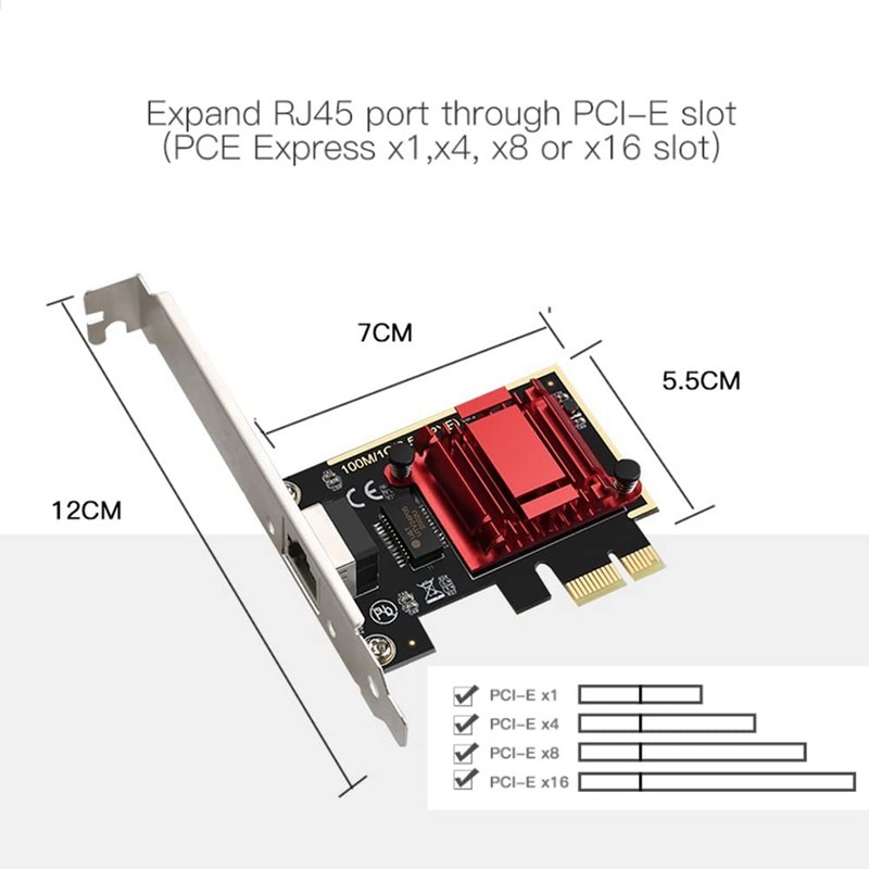 Dovhmoh 2.5G PCI-E Network Card RTL8125B Chip Gigabit Ethernet PCIE