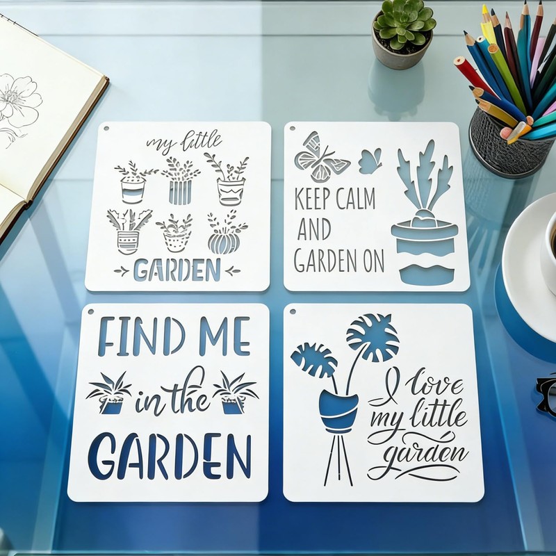 16 Pcs Gardening Stencils for Painting Reusable Plastic 6×6 Inch