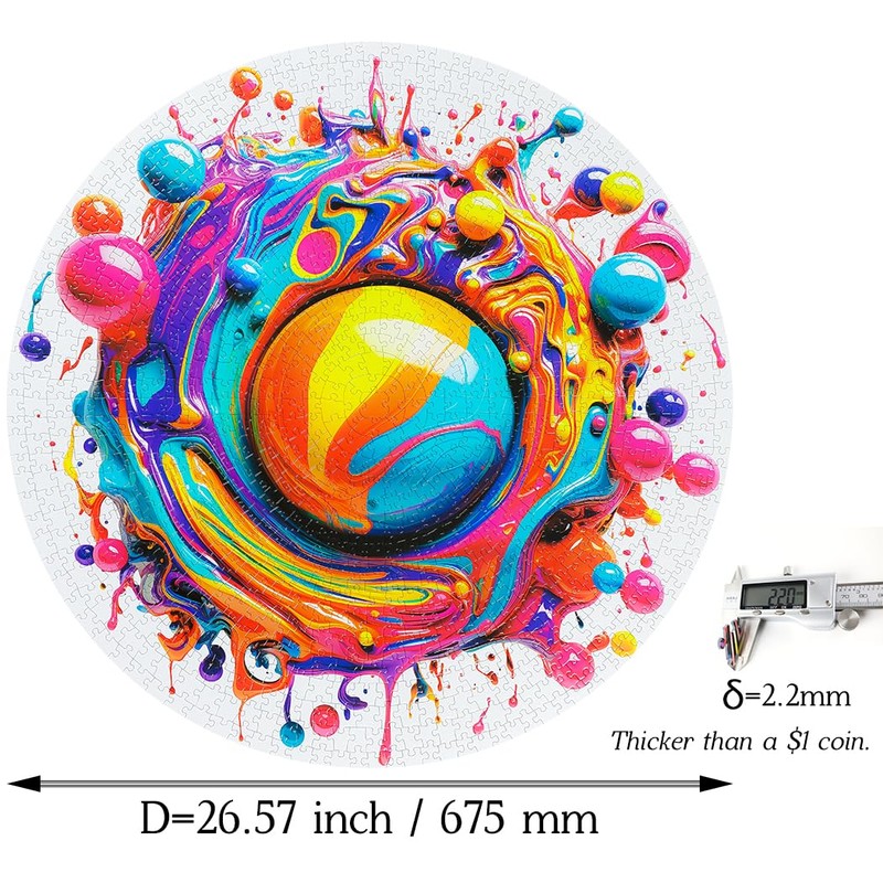 Bgraamiens Paint Splashes - 1000 Pieces Gradient Colorful Impossible Puzzle