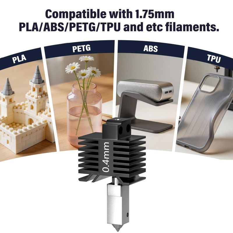 BURMONG Upgraded 0.4MM P1S/P1P Hotend Hot End with Silicone Sock