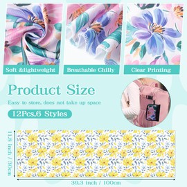 R HORSE Summer Flowers Cooling Towels - 12Pcs Floral Themed Breathable Chilly Microfiber Ice Towels with Hangable Storage Bags for Neck and Head, Summer Gifts for Women Ladies Yoga Sports, 40"x 12"