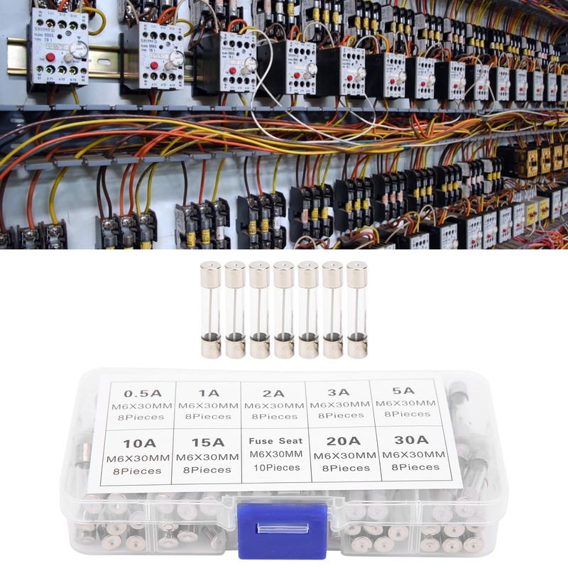 2Boxes Glass Tube Fuse Kit M6x30mm 0.5A‑30A Fast Acting Quick