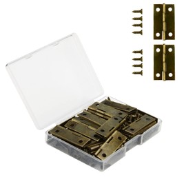 VIPMOON 17 x 29 mm Mini Hinges Bronze Foldable, Retro Craft Hinge Model Making with Screws for Crafts, Small Jewellery Boxes, Dollhouses, Pack of 30