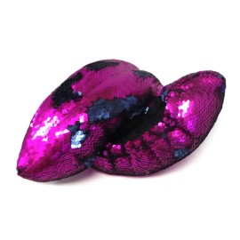 Crazy Fur Mermaid Flip Sequin Figure Skating Soakers - Fuchsia, Dark Blue