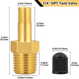 YELUN 1/4" NPT Tank Valve, Brass Schrader Valve for 1/4 Inch Male National Pipe Thread with Push to Connect Using Air Compressor Tanks for inflation (5PCS 1/4" NPT)