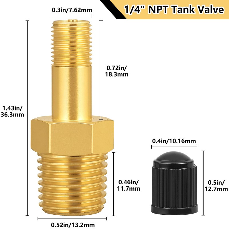 YELUN 1/4" NPT Tank Valve, Brass Schrader Valve for 1/4