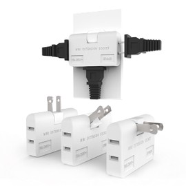 ETwinCoo 3 Way Flat Wall Outlet Extender Safe AC Adapter - 2-Prong Swivel Mini Indoor Wall Tap Plug, Outlet Splitter (Quick & Easy Install) Perfect for Home and Travel, Type A, White (3 Pack)