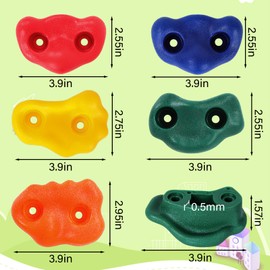 Geavo 10Pcs Rock Wall Climbing Holds for Kids, Indoor and Outdoor Rock Wall Kit, Multi-Colored Climbing Rock Wall Grips for Playground Play Set Workout Boys Girls