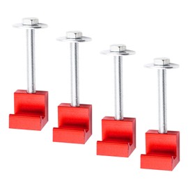 Gasedin 4 PCS Truck Tool Box Mounting Clamps, Aluminum Alloy J Hook Crossover Pickup Tool Box Tie Downs, J Shape Hook Heavy Duty Truck Bed Tool Box Mounting Kit, Car Accessories (Red)