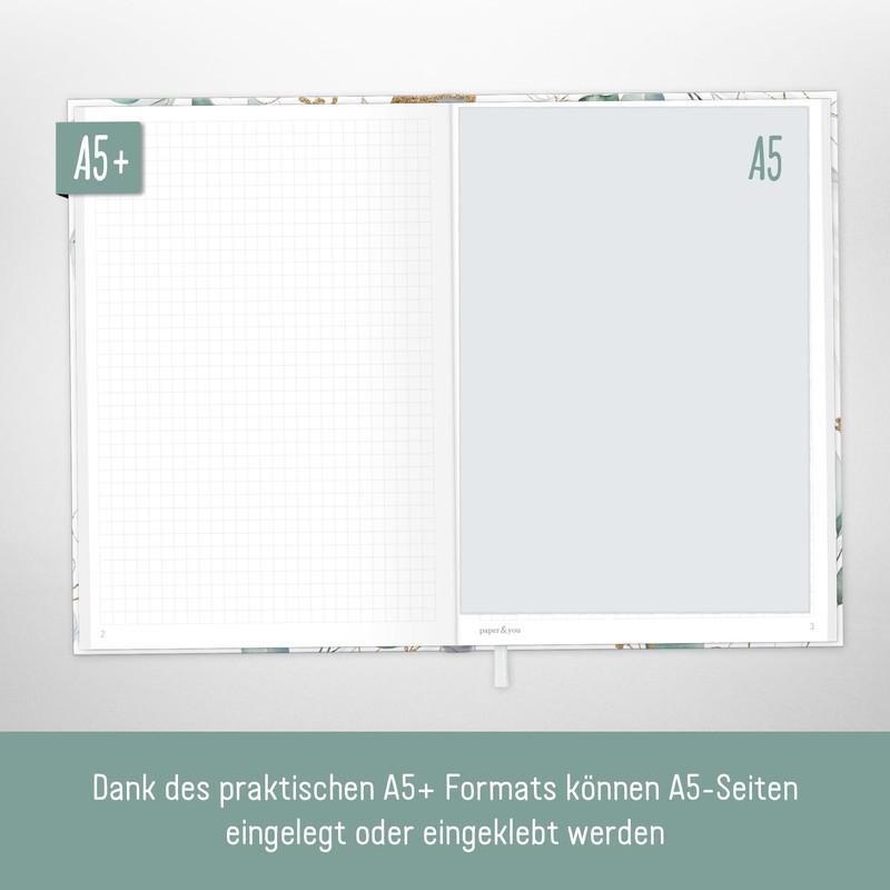 Trendstuff by Häfft Notebook A5+ Squared with Elastic Band [Gold