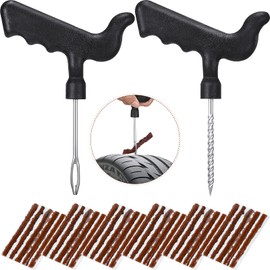 Frienda 32 Pieces Tire Repair Kit with Plug Kit T Handle Tire Repair Tools to Fix Punctures and Plug Flats for Truck, Rv, SUV, ATV, Motorcycle, Car, Tractor, Trailer