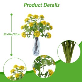 Zythrem 5pcs Fake Yellow Flowers Artificial Silk Hydrangea Flowers Bouquets Faux Hydrangea Stems for Home Table Centerpieces Wedding Party Decoration