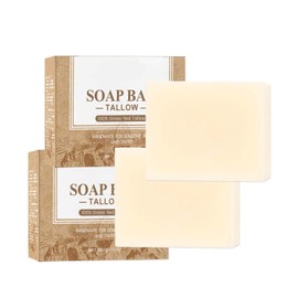 2pcs Beef Tallow Skin Care Soap - Tallow Soap Bar - Deep Cleaning Unscented for Face,Body,Hand,Leg - Grass Fed Beef - Women,Men Daily Care Use