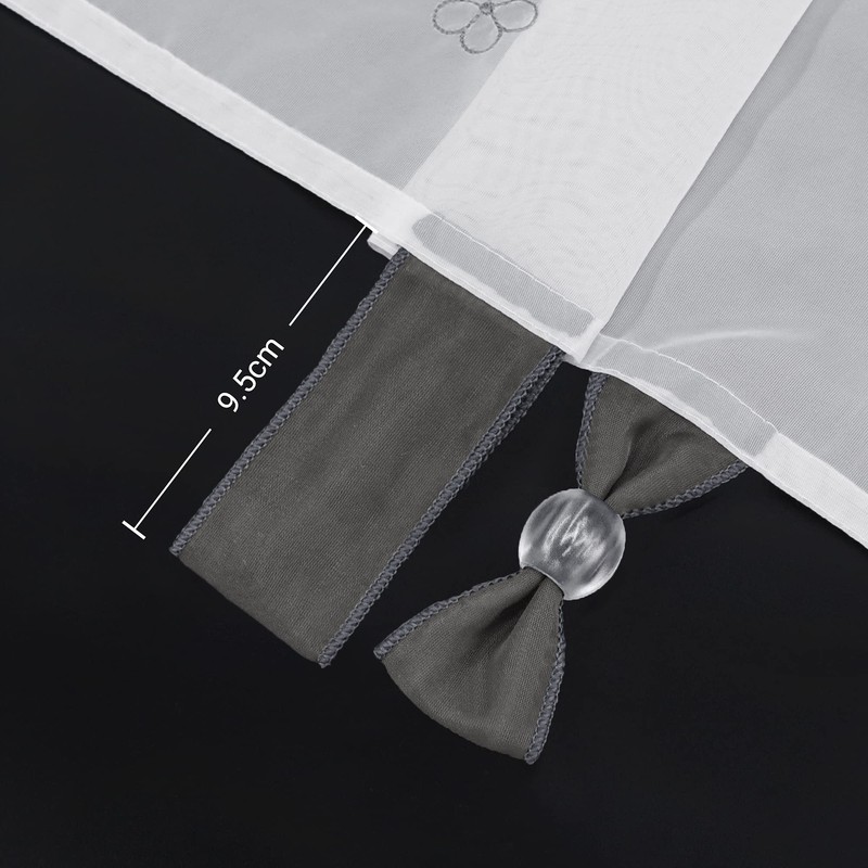 Delien Net Curtain, Voile Bistro Curtains with Loops, Kitchen Short