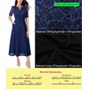 VFSHOW Womens Dark Blue Floral Lace Pockets Notch V Neck